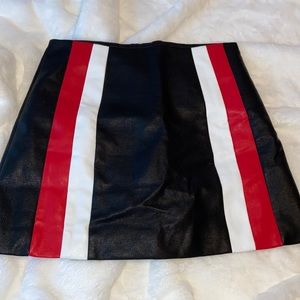 Faux leather black/red/white mini skirt